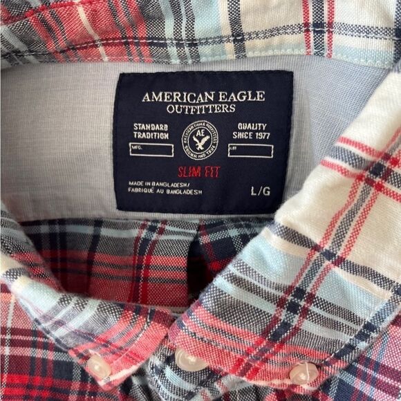 American Eagle Outfitters plaid Slim Fit button down shirt size L - Picture 6 of 6